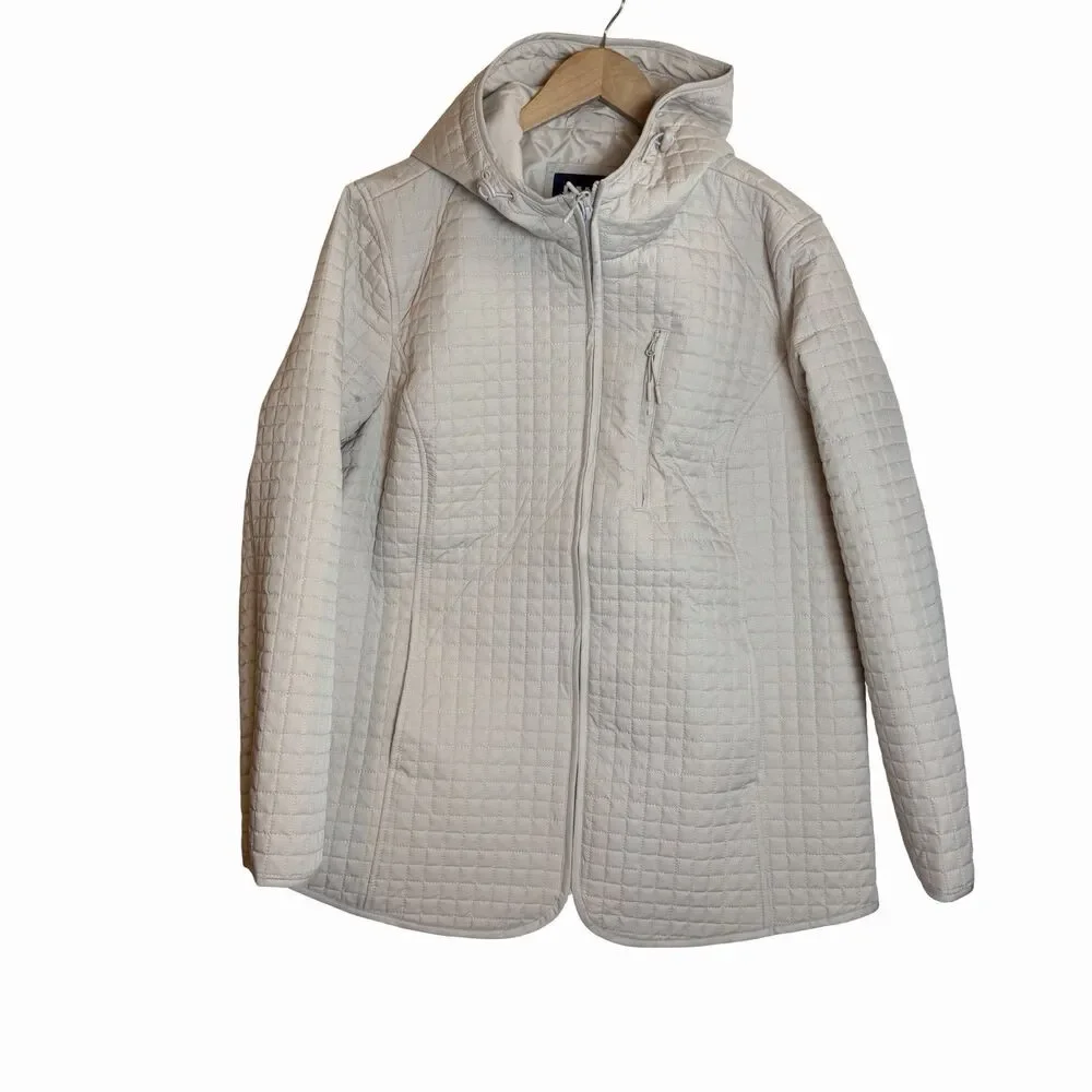 Lands' End Lightweight Hooded Quilted Jacket Tan Women's Size Large full Zip NEW